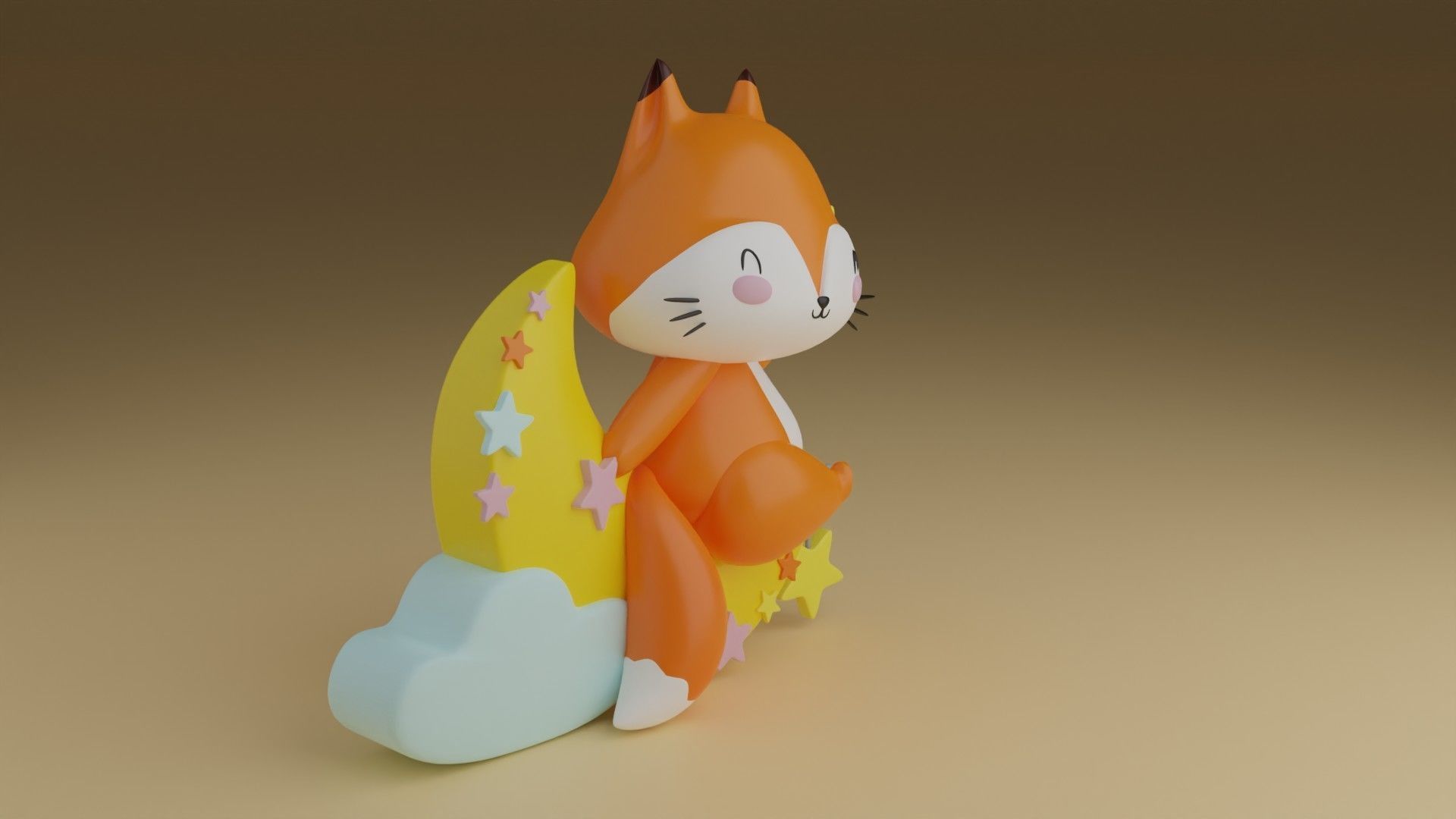good night fox 3D print model_7