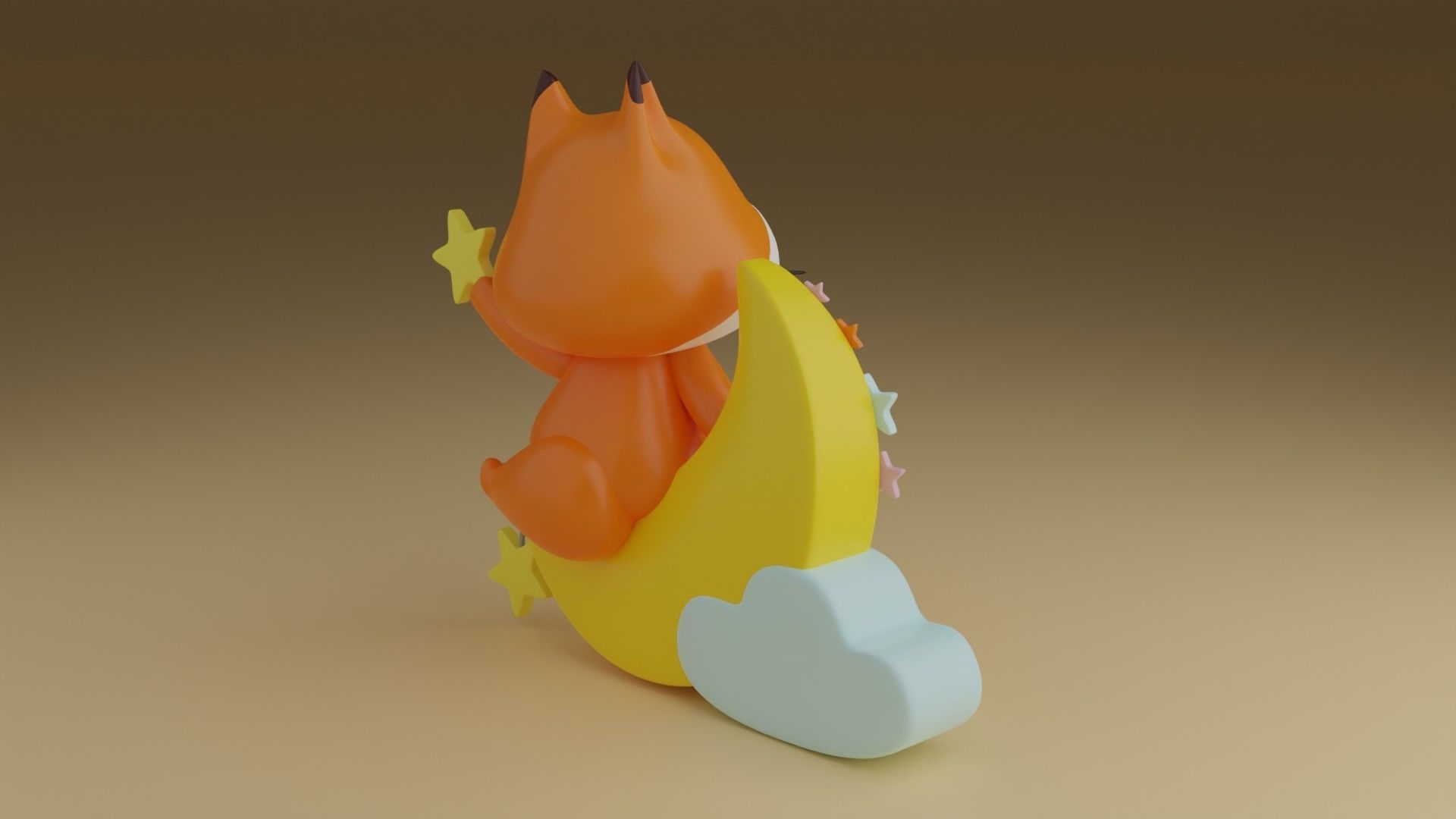 good night fox 3D print model_9