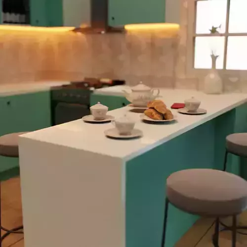 Modern Kitchen Set 3D Models for Interior Design