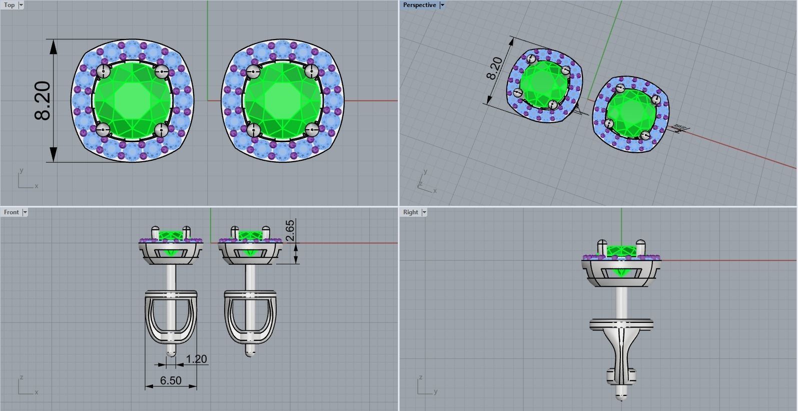 Stud earring model 361 3D print model_2