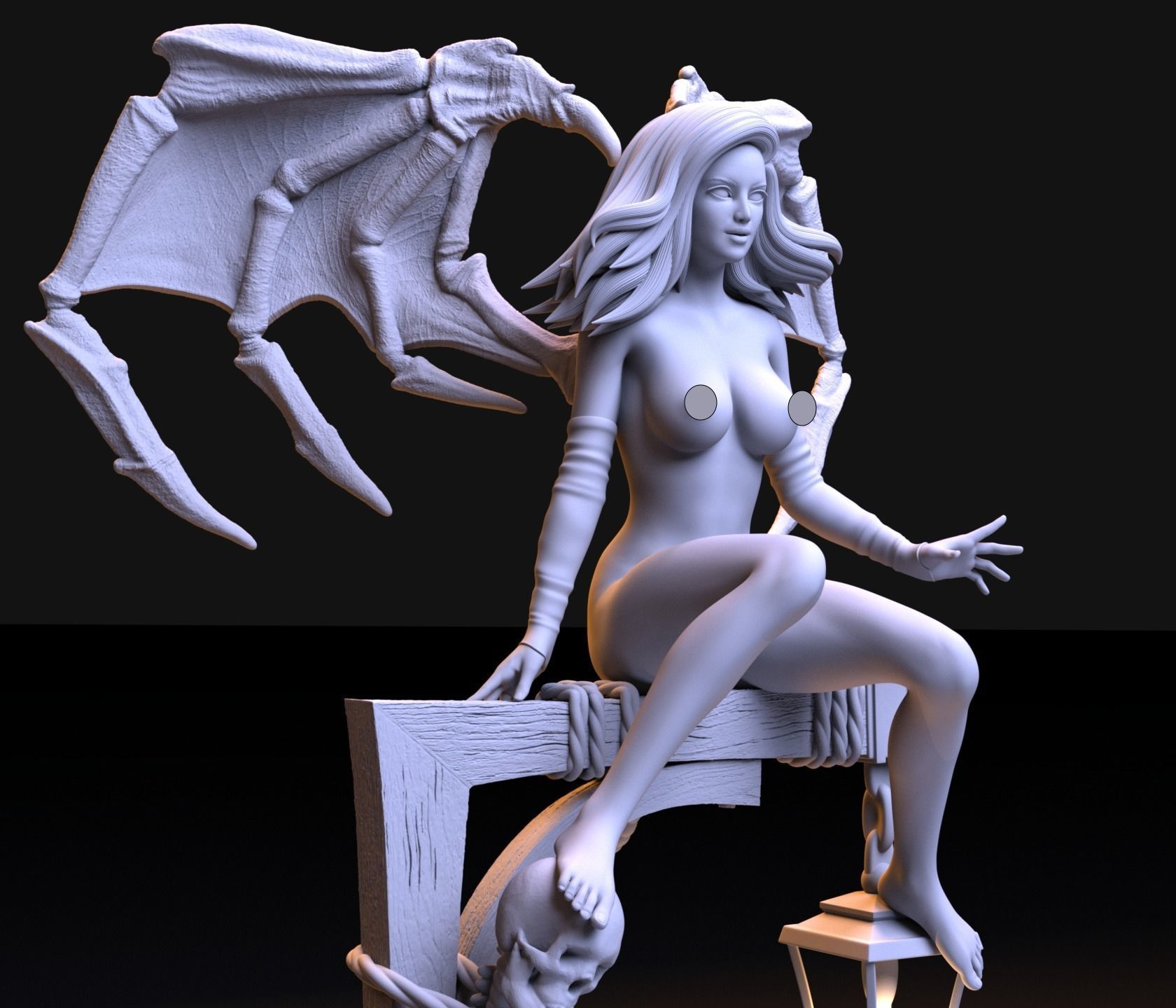 LUCIFER GIRL IN HALLOWEEN NIGHT 3D print model_1