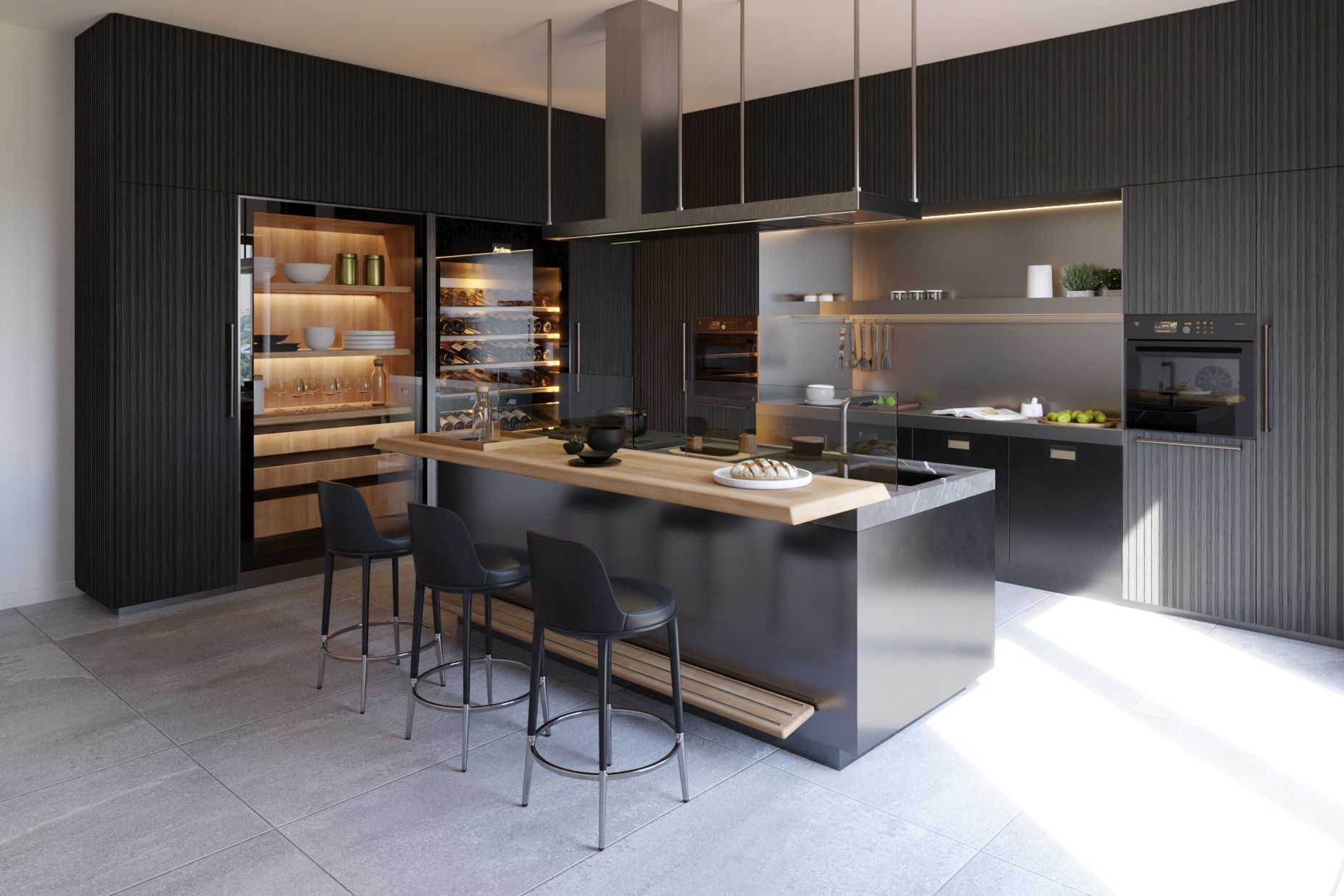 Arclinea - Italia - Steel and Timber Modern Kitchen Island 3D model_3