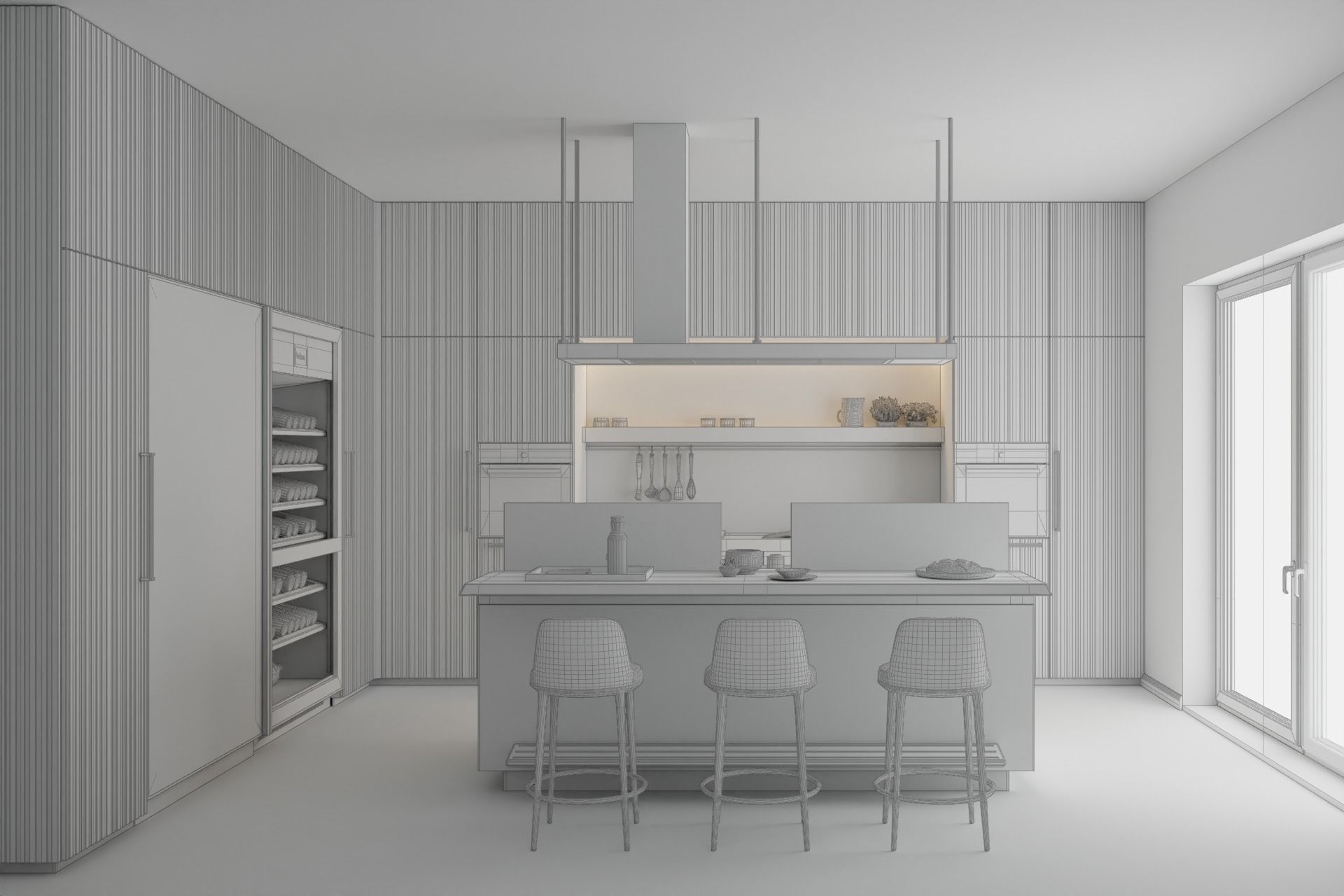 Arclinea - Italia - Steel and Timber Modern Kitchen Island 3D model_4