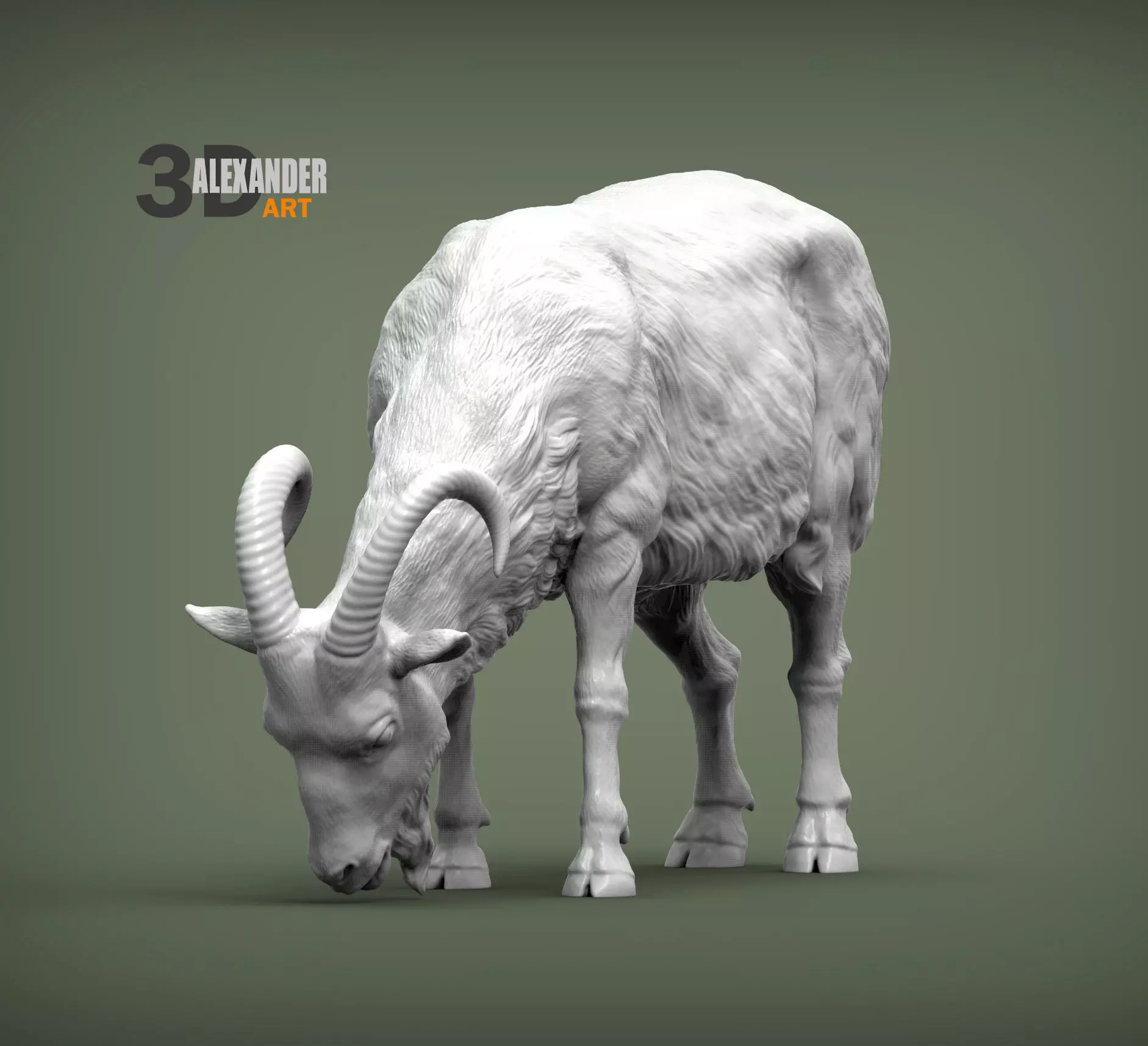 Goat eats  3D print model_0