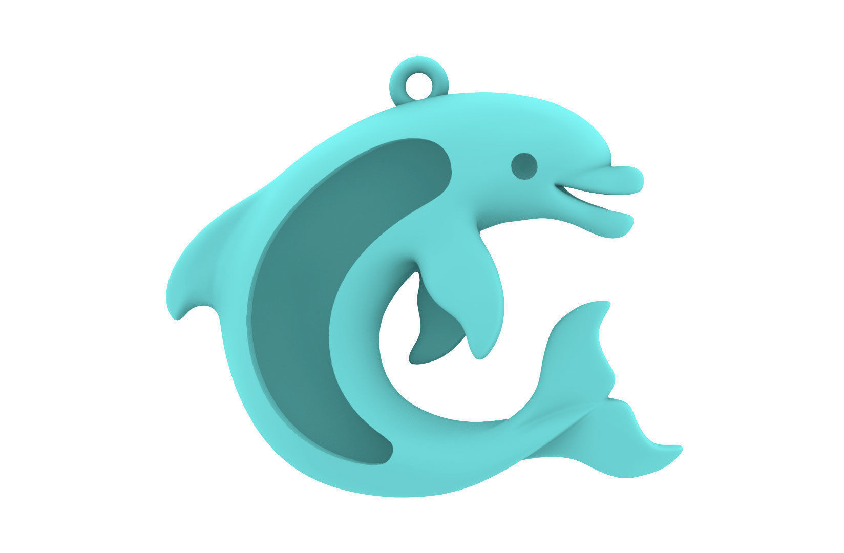 Sealives - Single Dolphin Pendant - Style-1 -  - Charm 3D print model_11