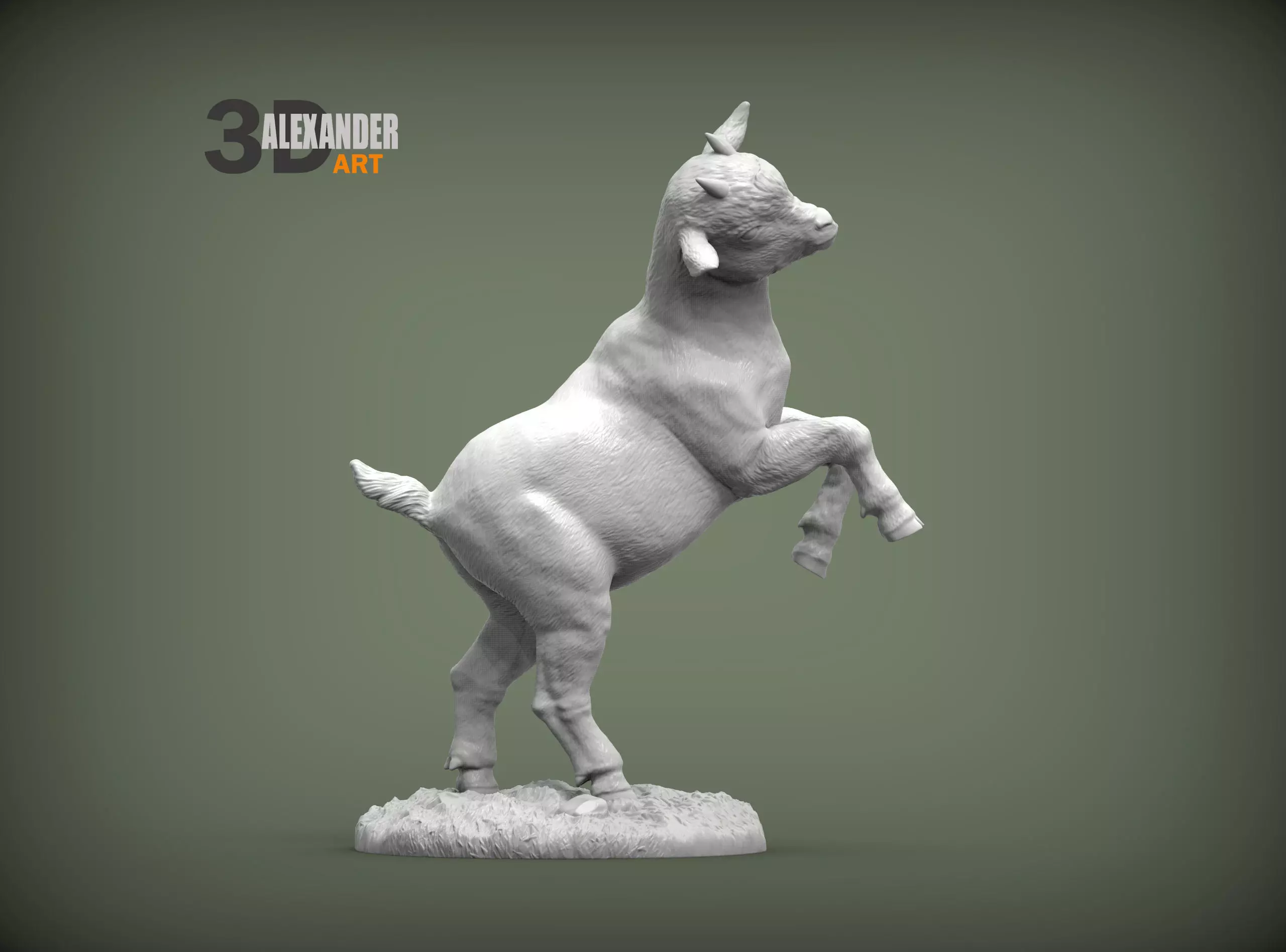 A goatling on its hind legs 3D print model_0