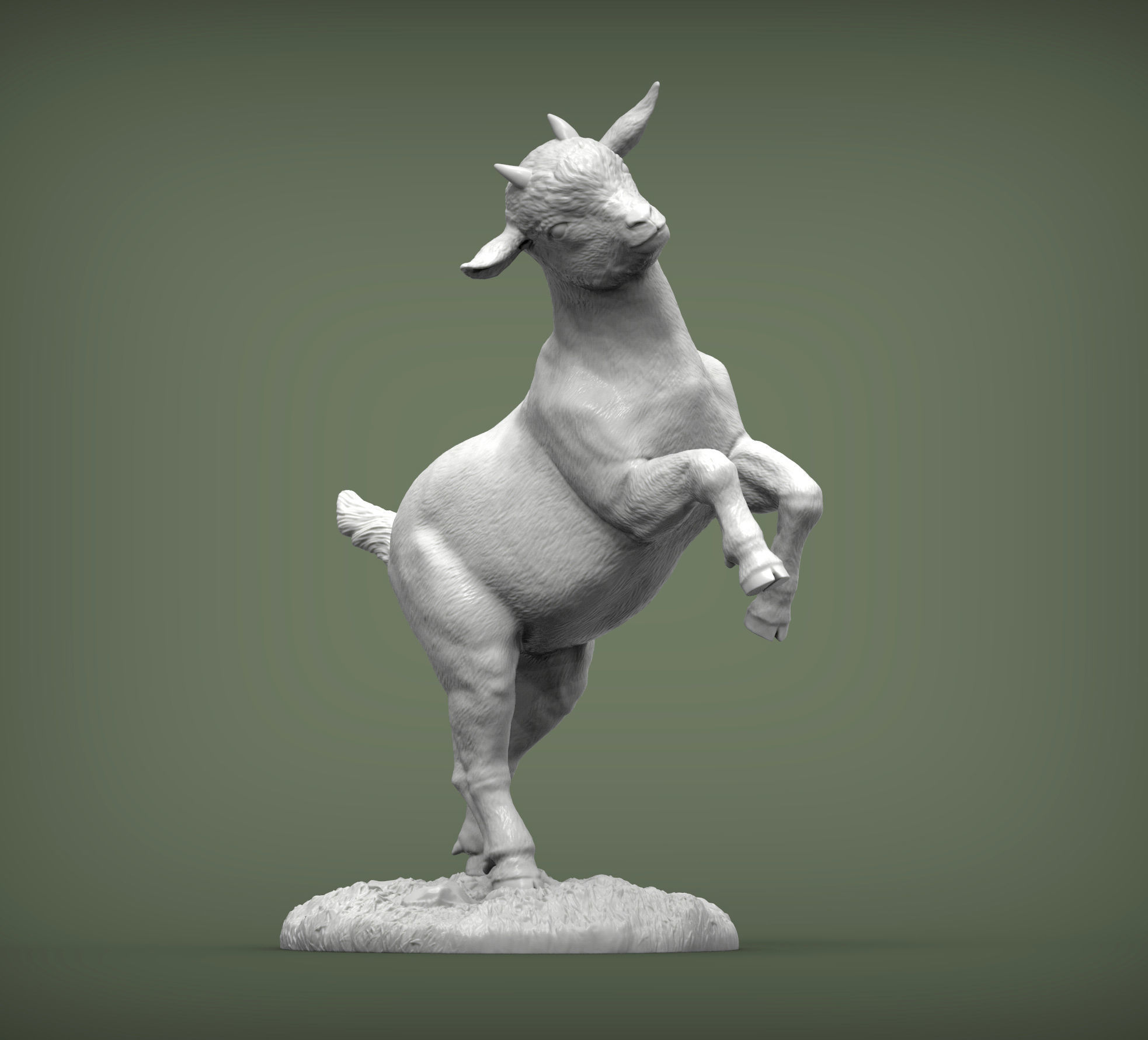 A goatling on its hind legs 3D print model_1