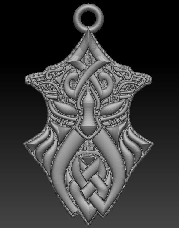celtic viking pendant 3D model_2