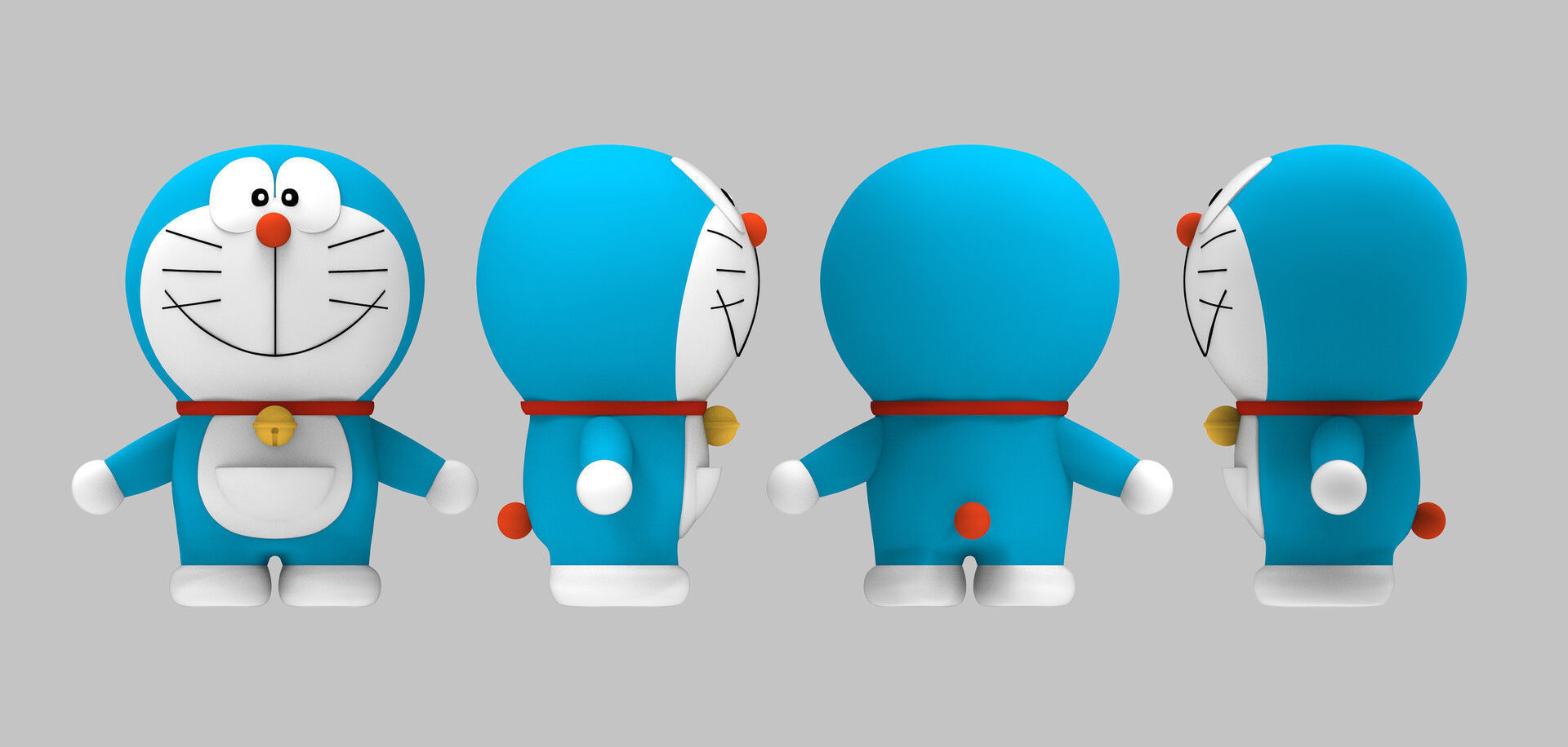 Doraemon Cartoon 3D Model - RIGGED Low-poly 3D model_2