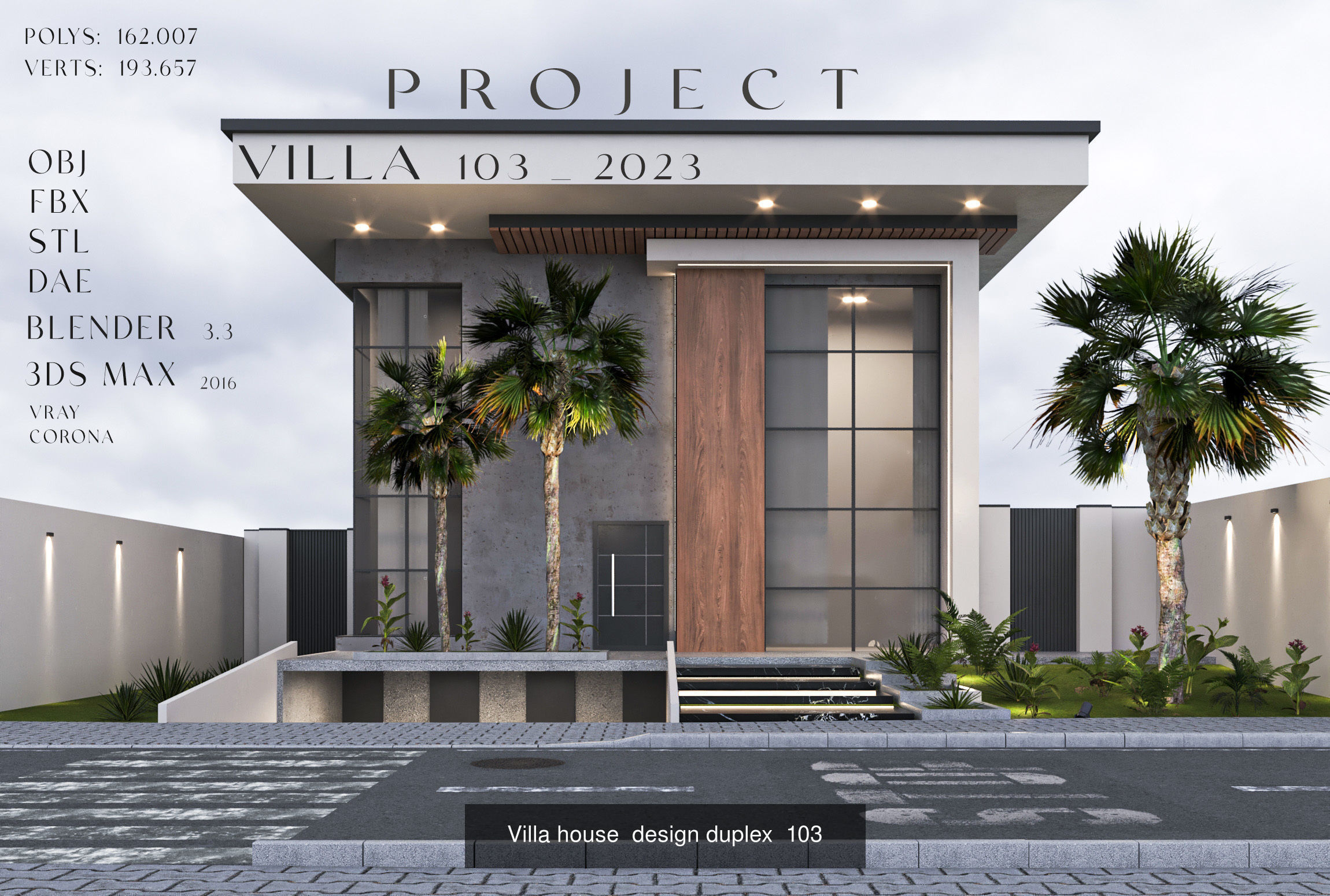 Villa house design - duplex    4 MODELS 3D Model Collection_3