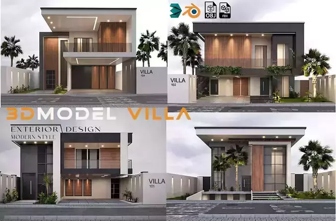 Villa house design - duplex    4 MODELS 3D Model Collection