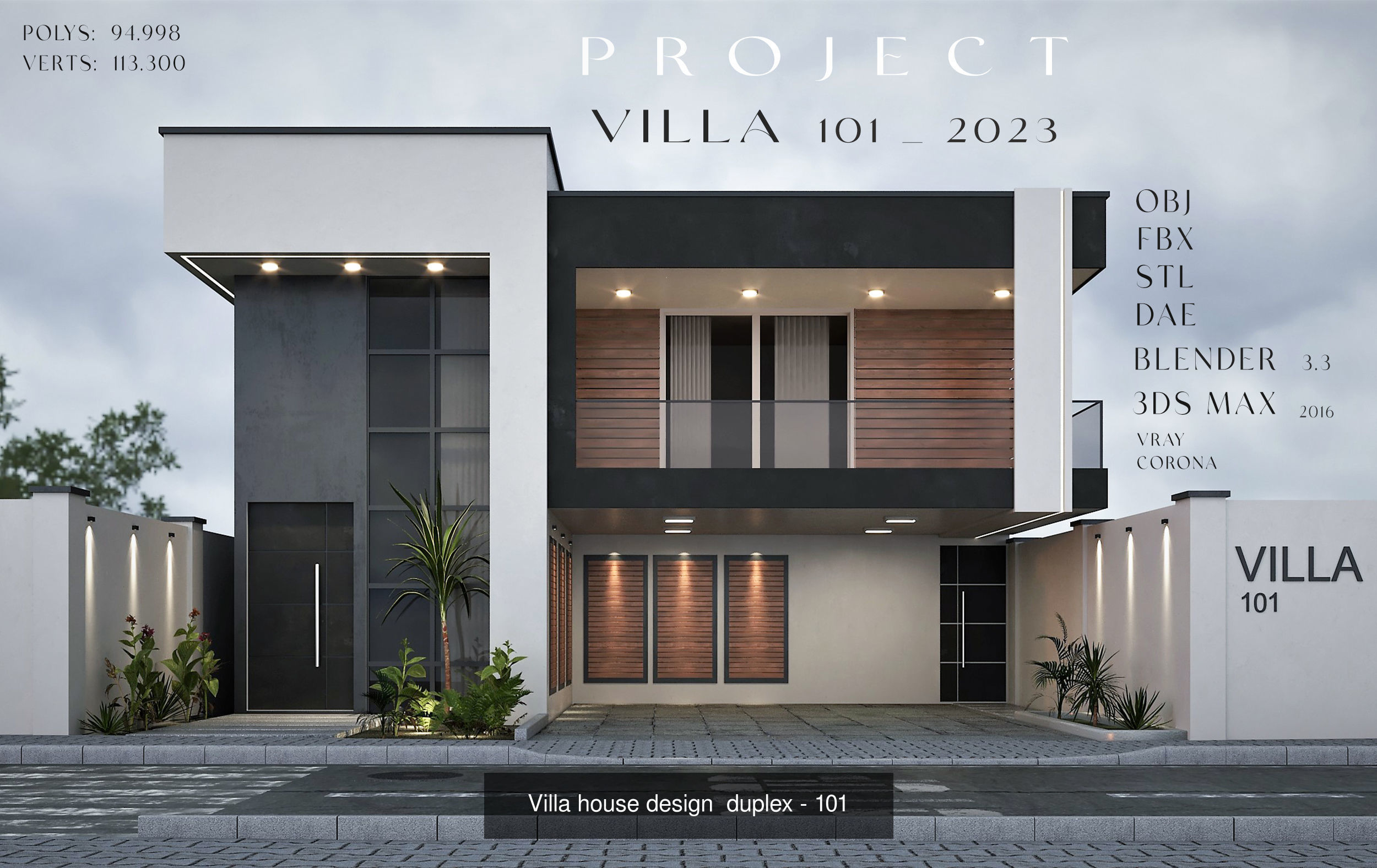 Villa house design - duplex    4 MODELS 3D Model Collection_1