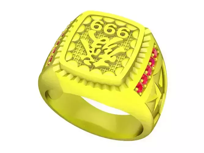 A5076 Fengshui Lucky Chinese Diamond Men Ring 3D Print