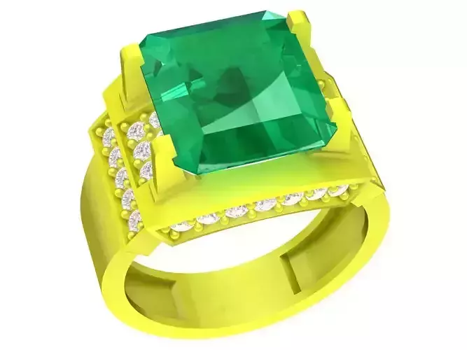 A5077 Korean Style Diamond Men Business Ring 3D Print