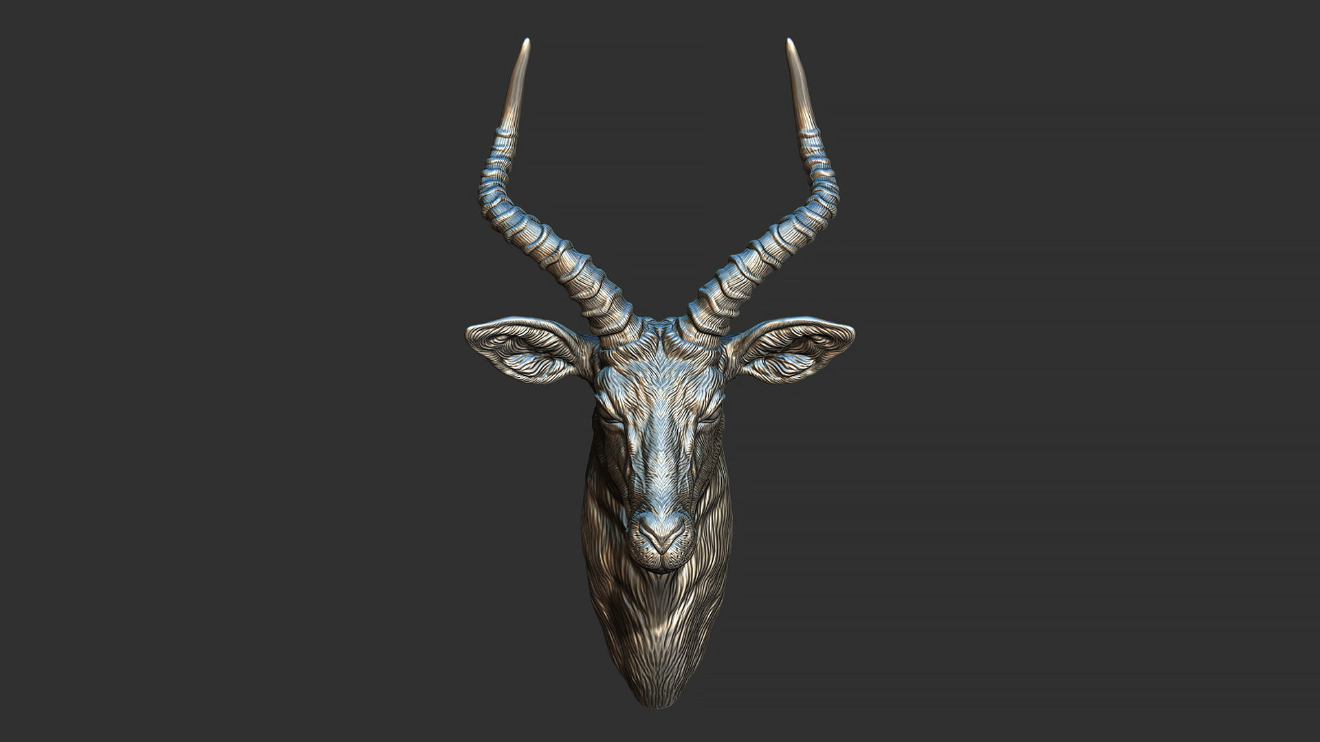 Impala Antelope head gloomy 3D print model_3