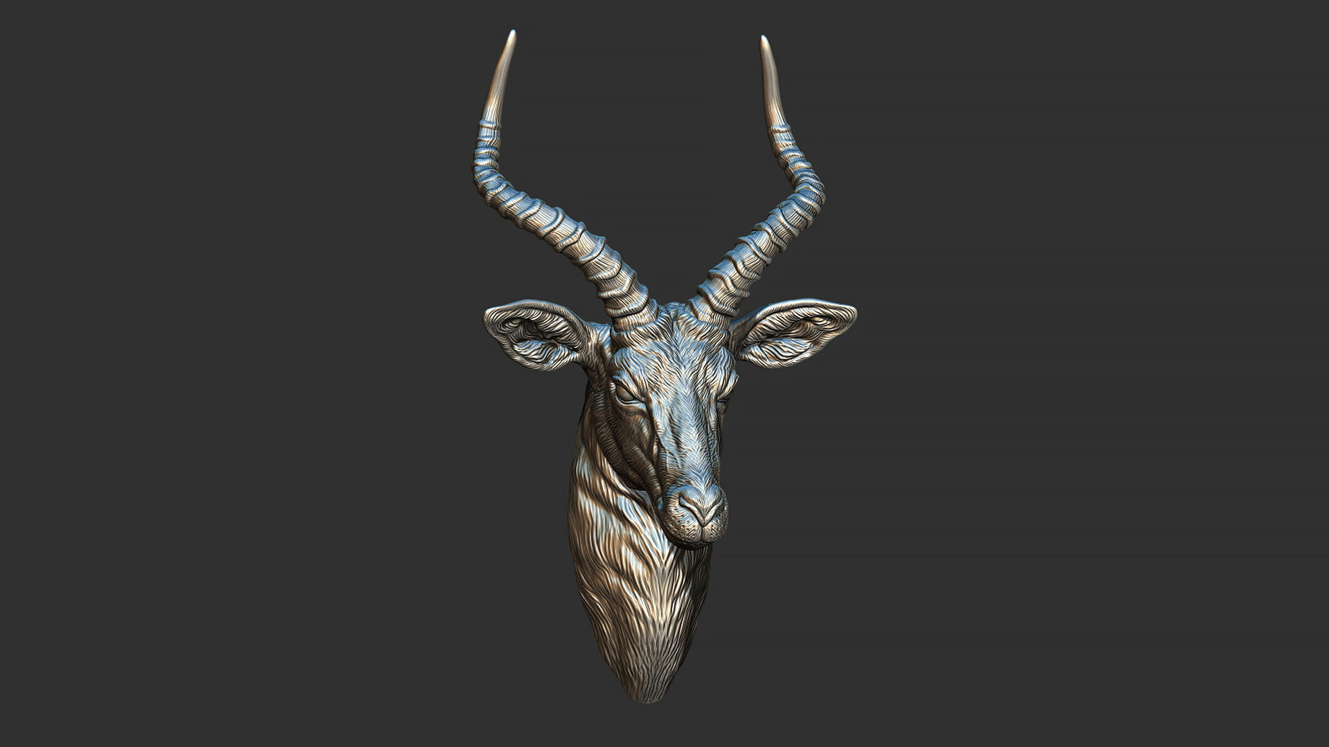 Impala Antelope head gloomy 3D print model_2