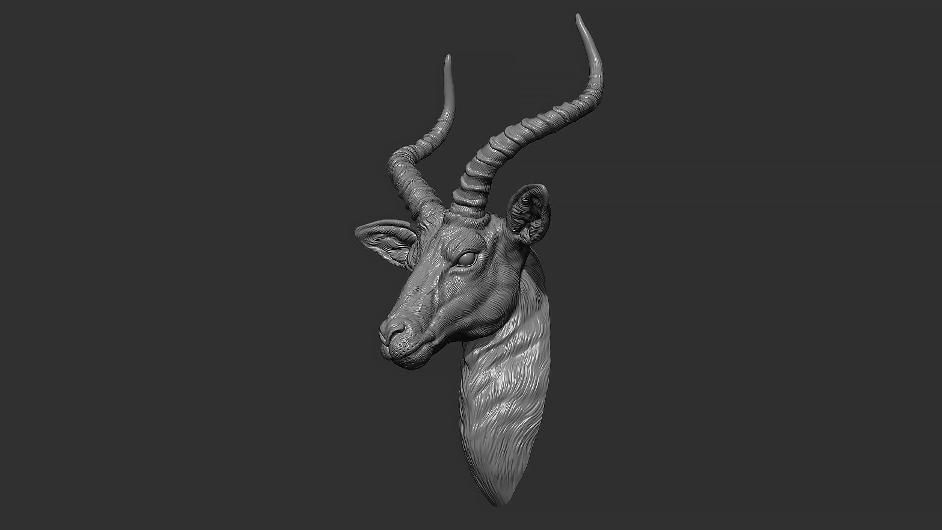 Impala Antelope head gloomy 3D print model_13