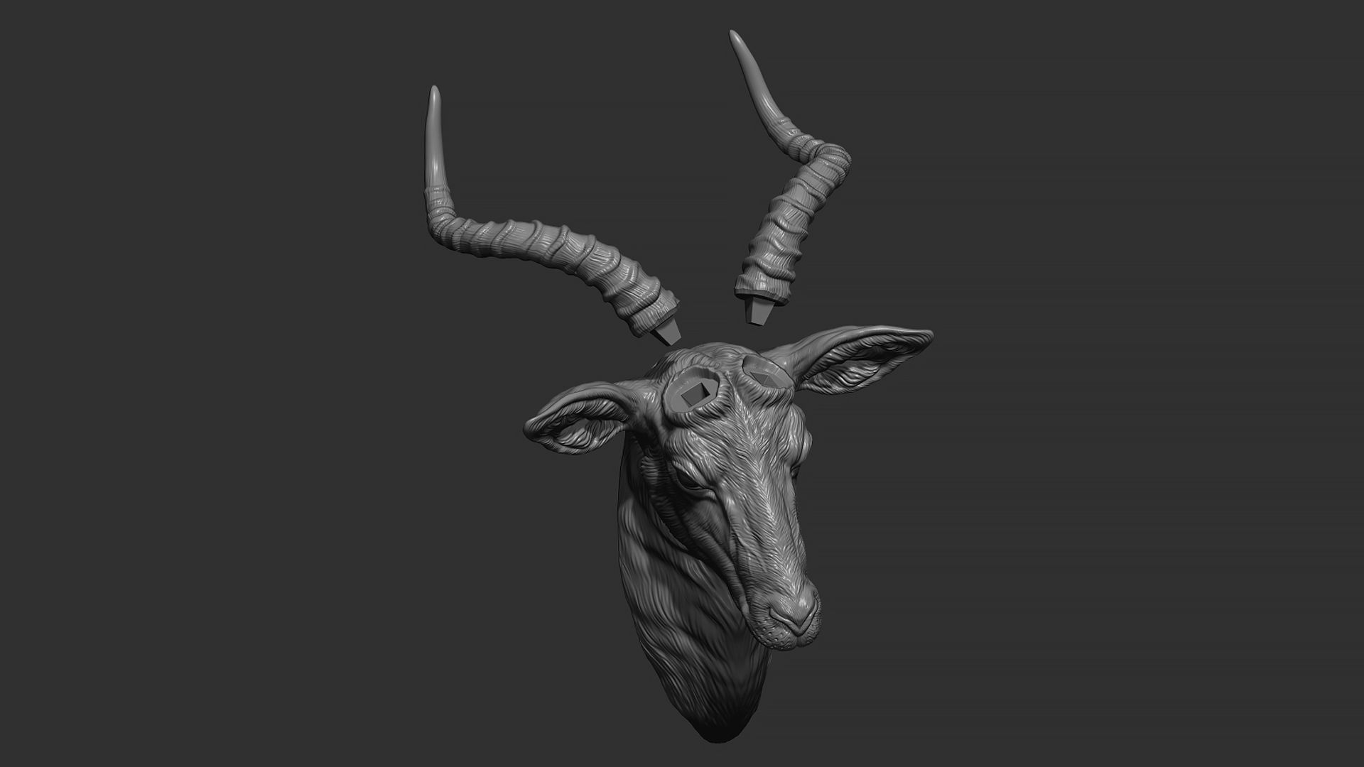 Impala Antelope head gloomy 3D print model_21