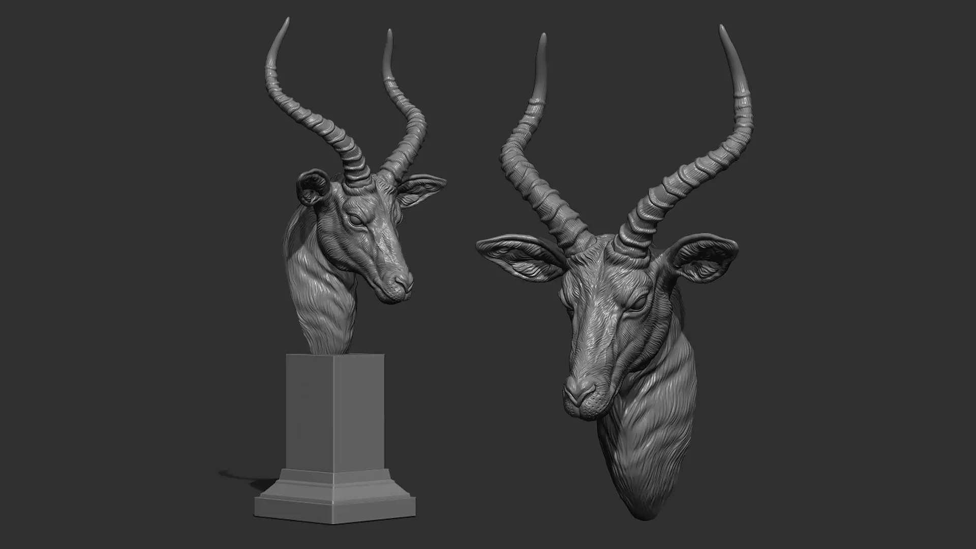 Impala Antelope head gloomy 3D print model_0