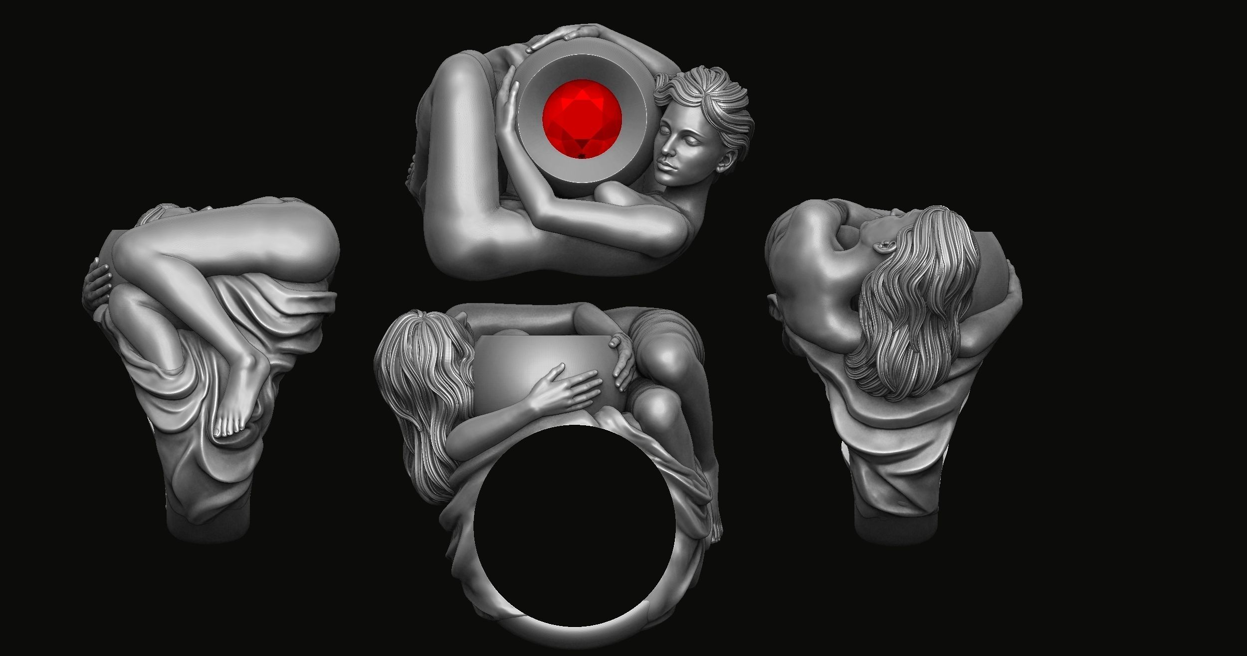 Sexy Girl Ring 3D print model_5