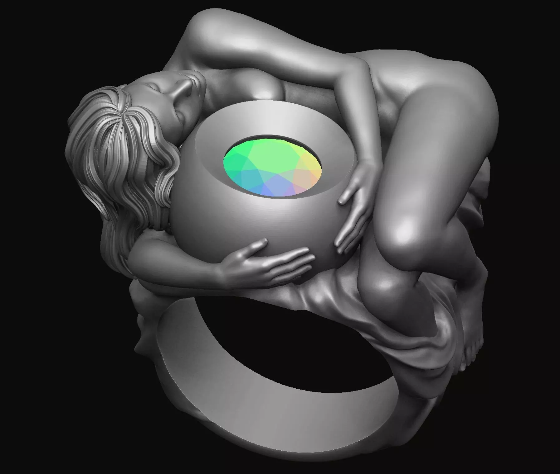 Sexy Girl Ring 3D print model_0