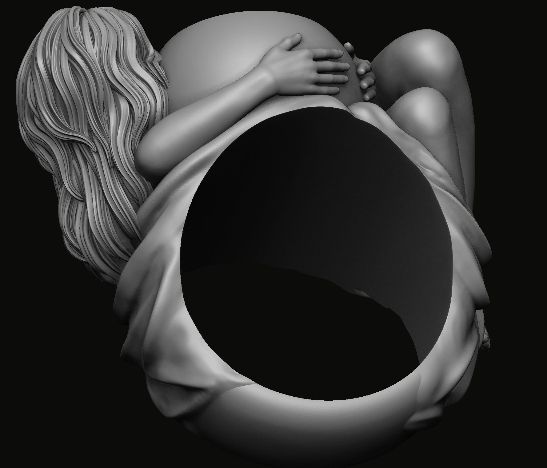 Sexy Girl Ring 3D print model_1