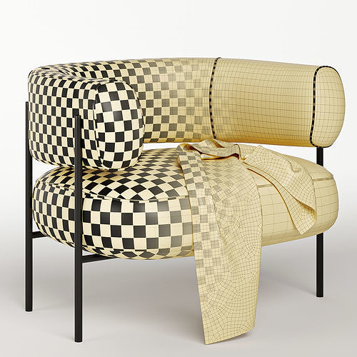 blanc arm chair 3D model 7