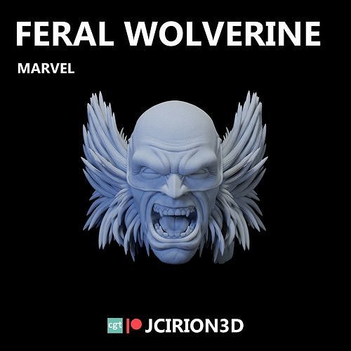 Feral Wolverine custom head 3D model 3D printable | CGTrader