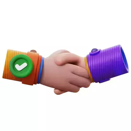 3D Business Deal Illustrated with Handshake  Low-poly 3D model