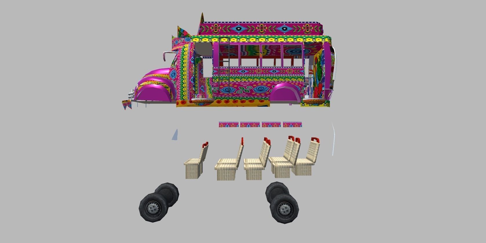 Bedford 1990 Bus Model Low-poly 3D model_2