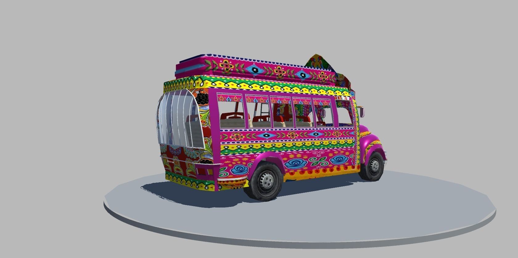 Bedford 1990 Bus Model Low-poly 3D model_9