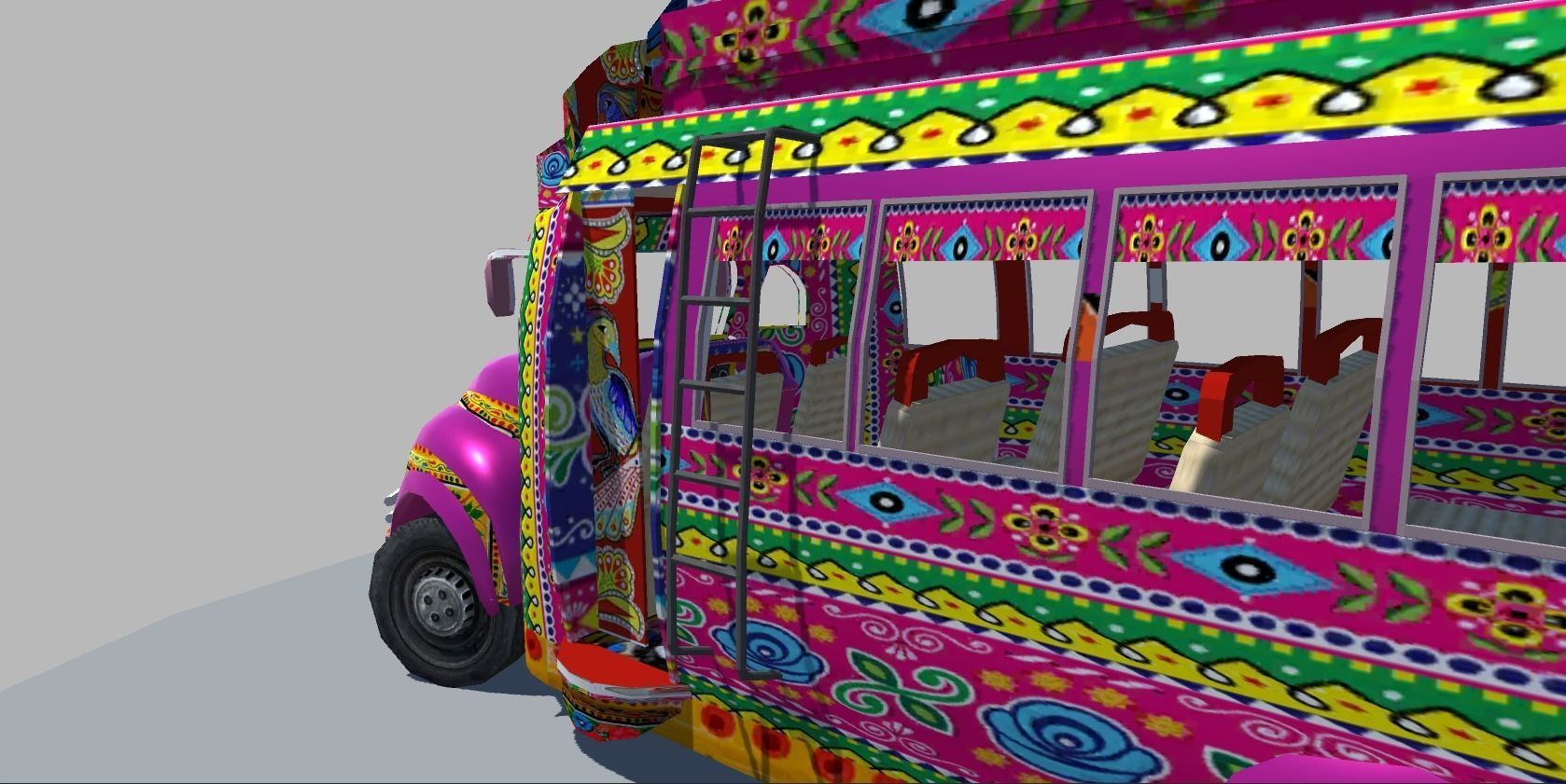 Bedford 1990 Bus Model Low-poly 3D model_19