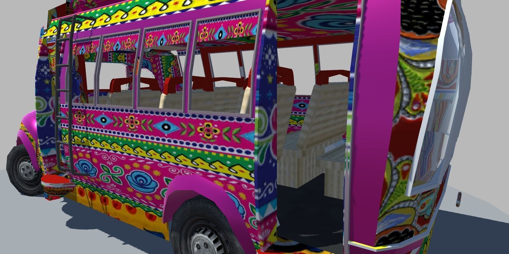 Bedford 1990 Bus Model Low-poly 3D model_14