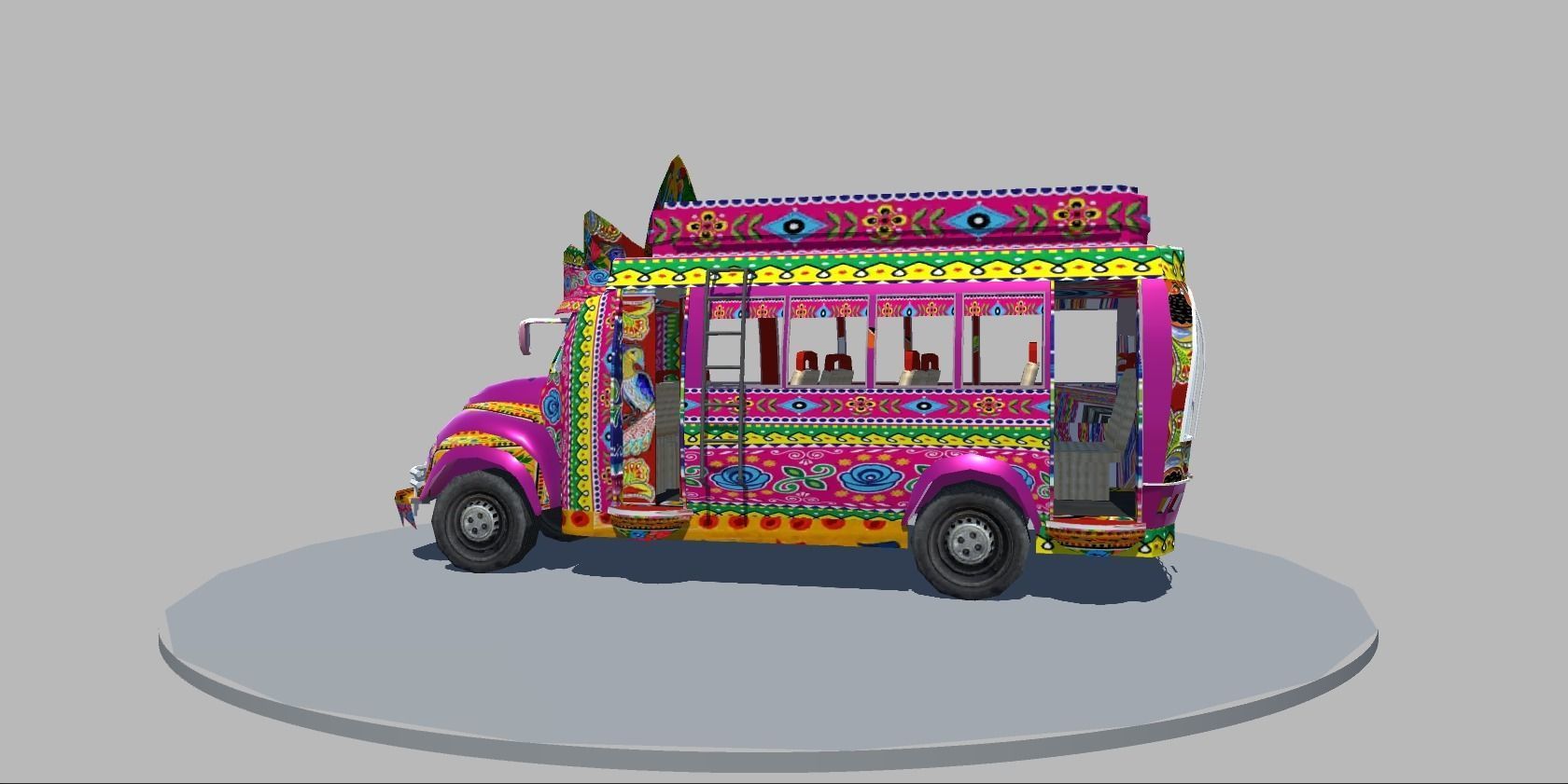 Bedford 1990 Bus Model Low-poly 3D model_7