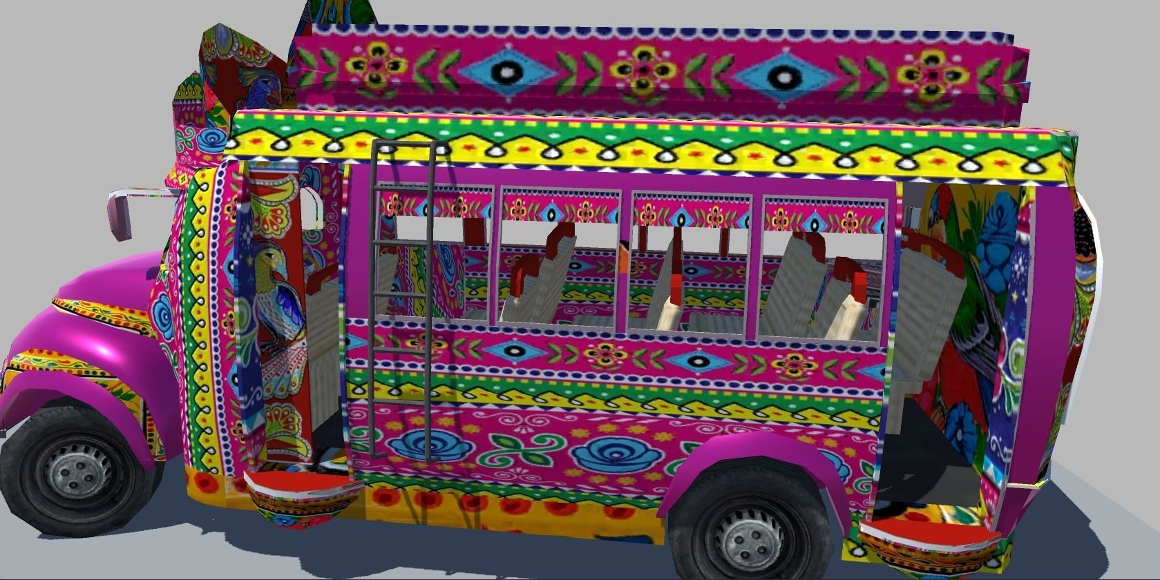 Bedford 1990 Bus Model Low-poly 3D model_18
