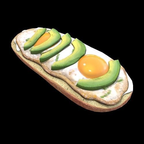 Avocado Mollete Low-poly 3D model