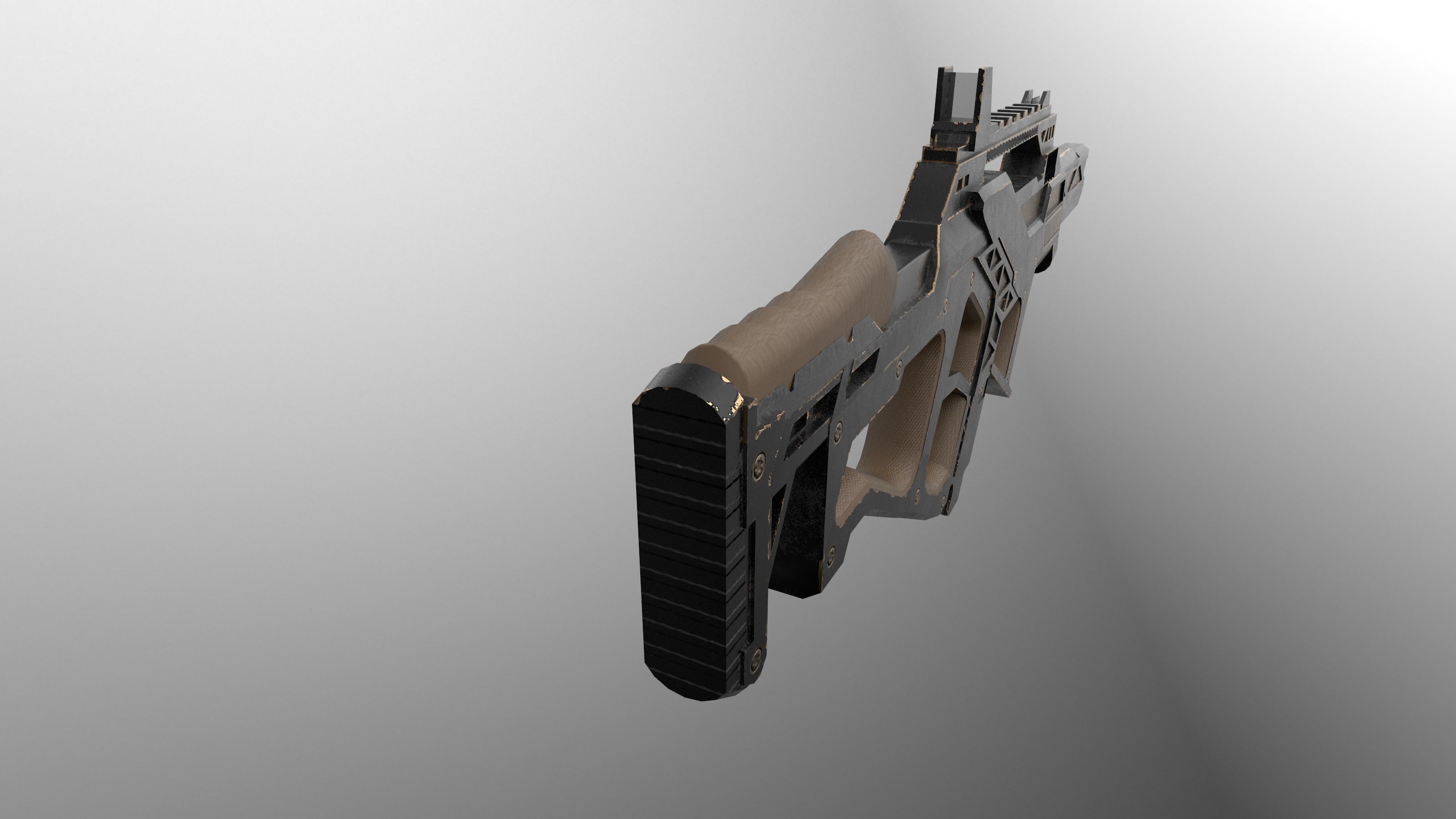 Plasma Gun Low-poly 3D model_9