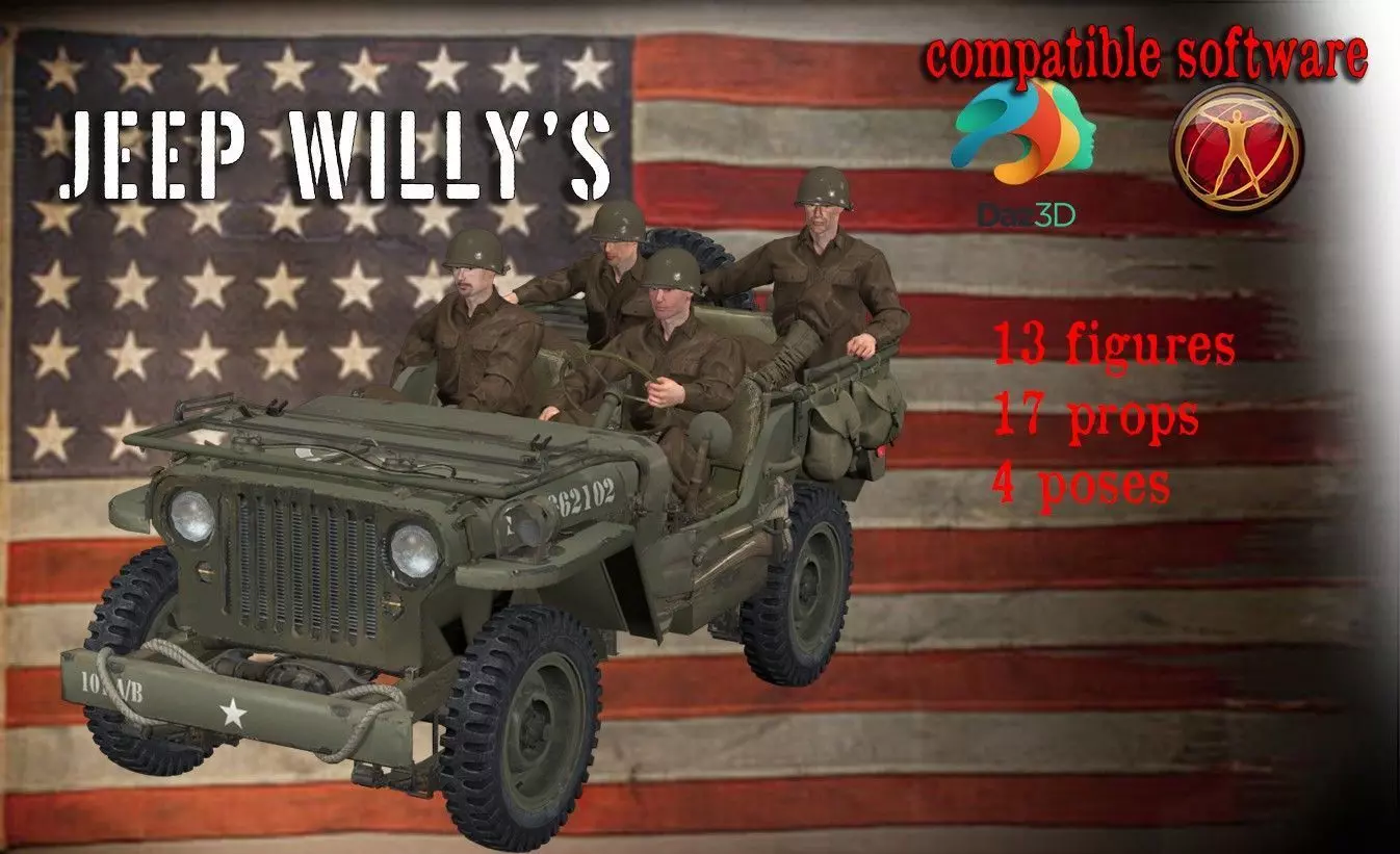 jeep willys MB 1944 hd txt Free 3D model_0