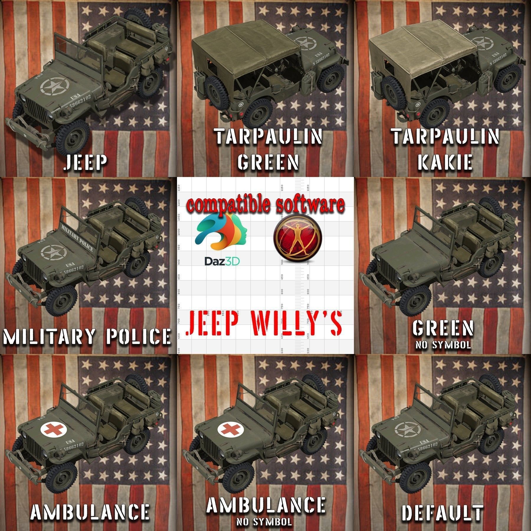 jeep willys MB 1944 hd txt Free 3D model_1