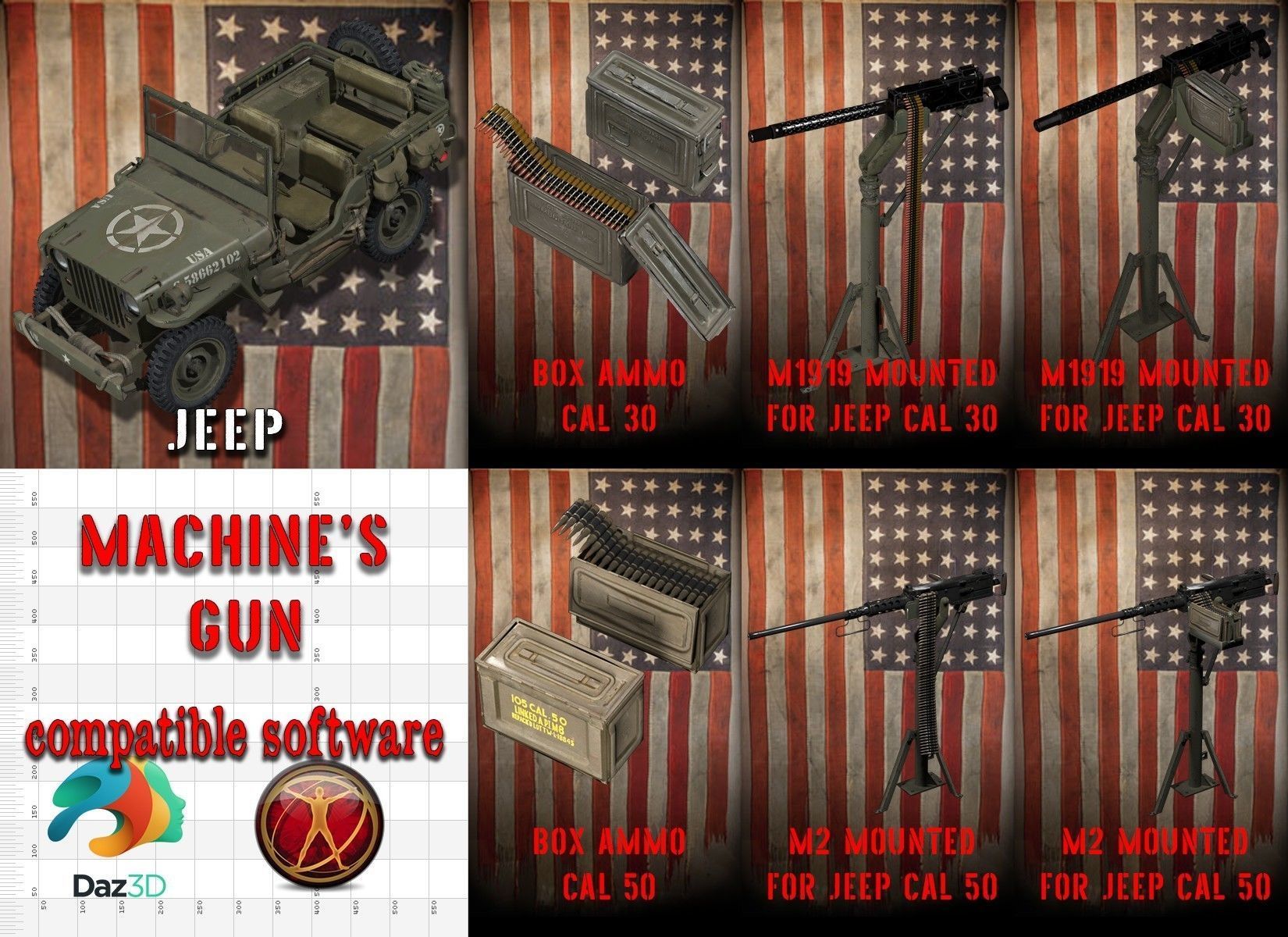 jeep willys MB 1944 hd txt Free 3D model_2