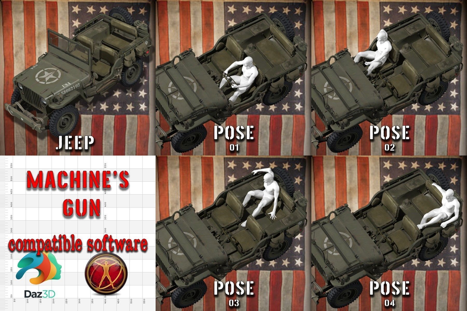 jeep willys MB 1944 hd txt Free 3D model_3