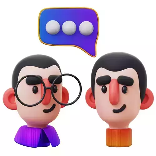 3D Man Discussing Low-poly 3D model