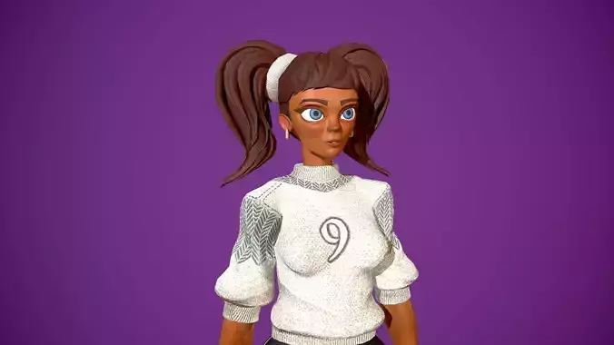 Basket girl  Low-poly 3D model