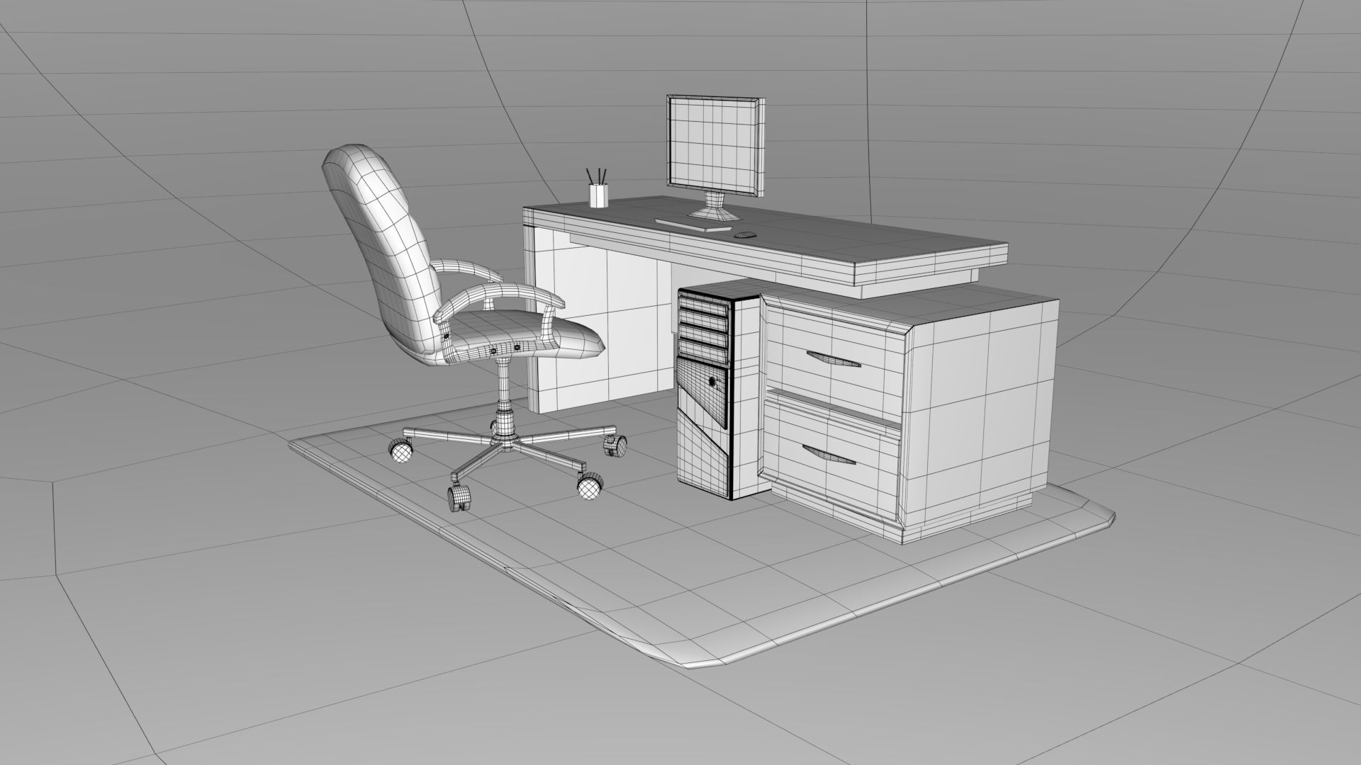 Office desk  3D model_11