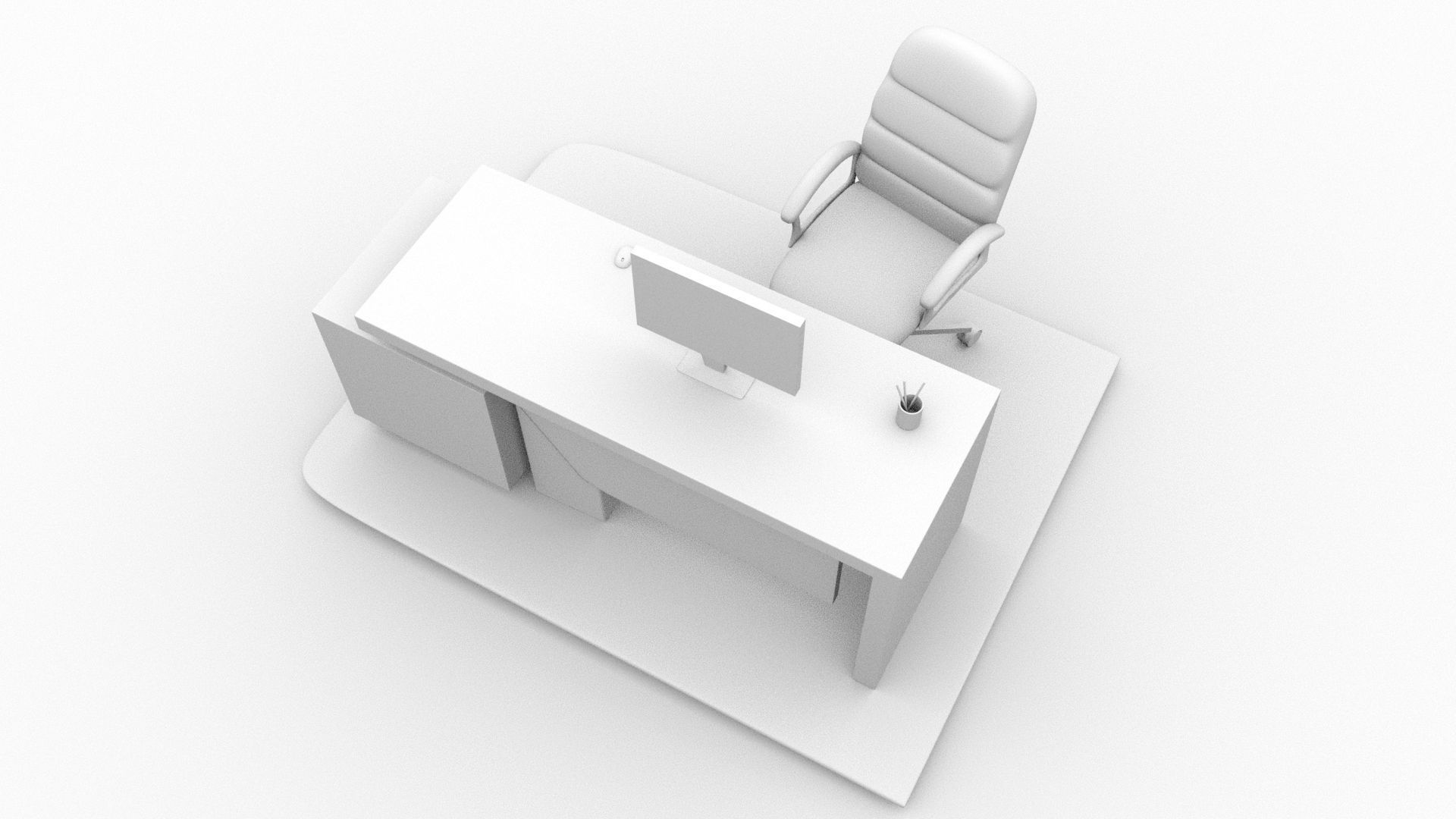 Office desk  3D model_4