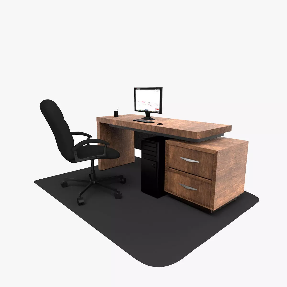 Office desk  3D model_0