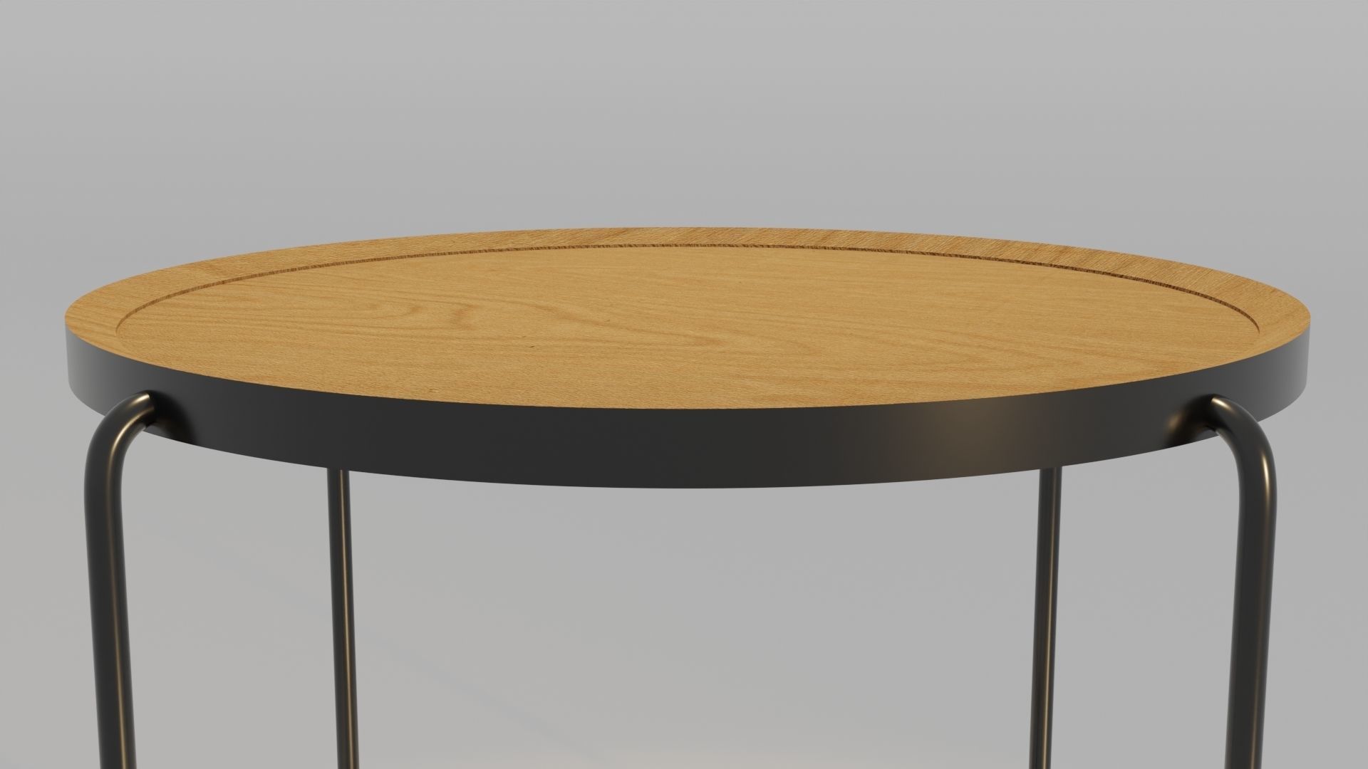 Wooden Top Table 3D model_4