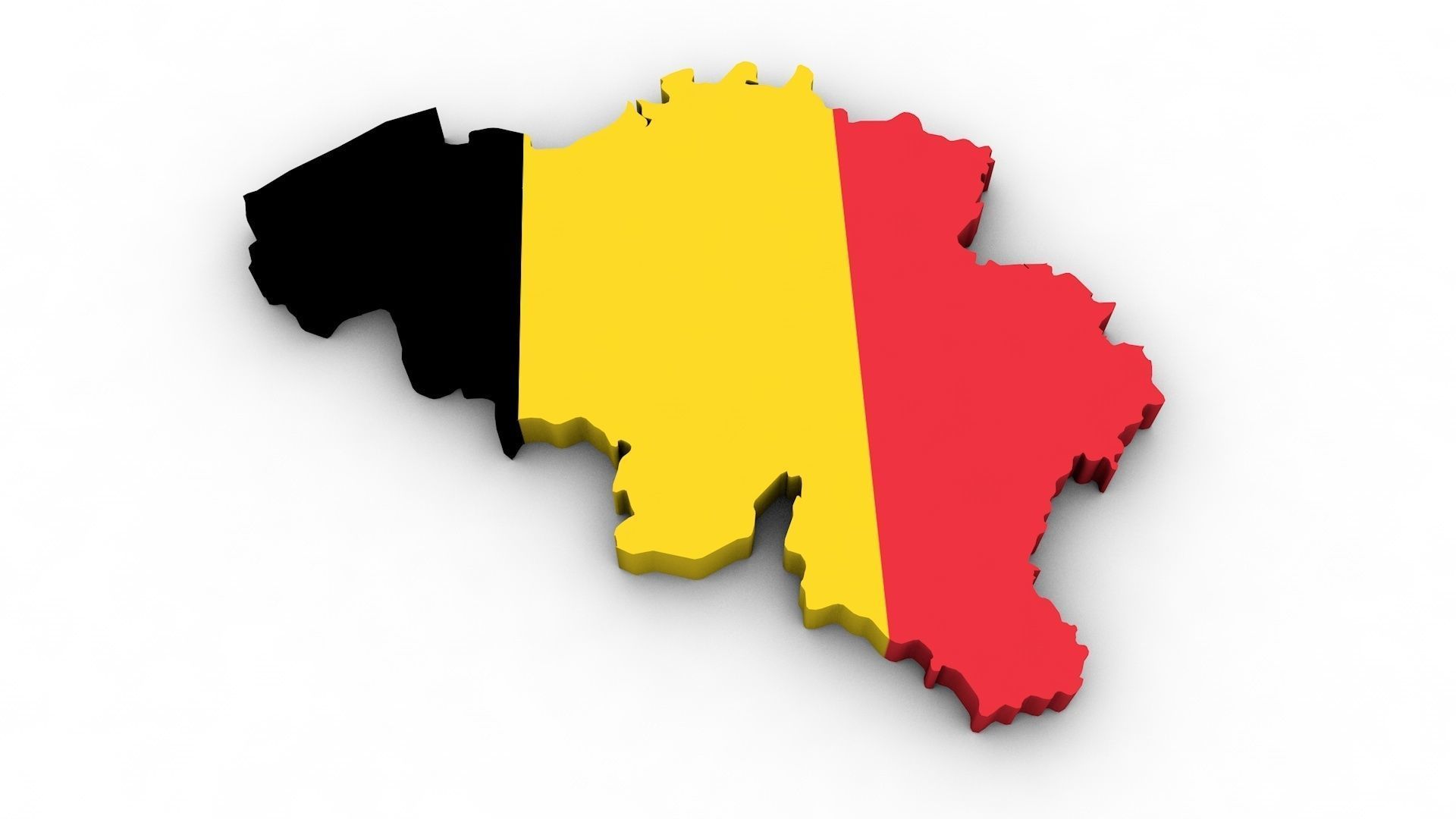 Belgium map - Political regions and flag 3D model_3