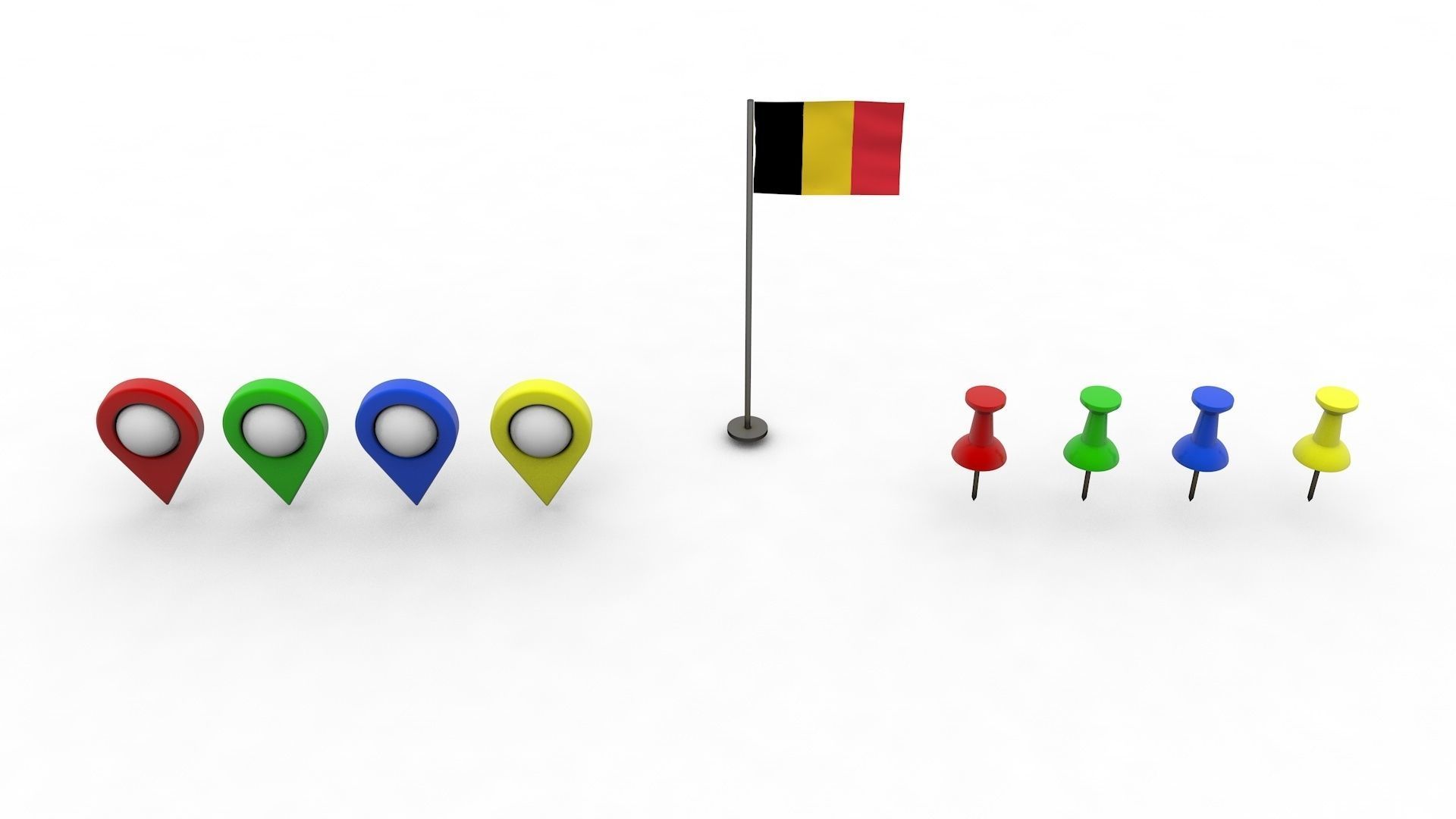 Belgium map - Political regions and flag 3D model_4