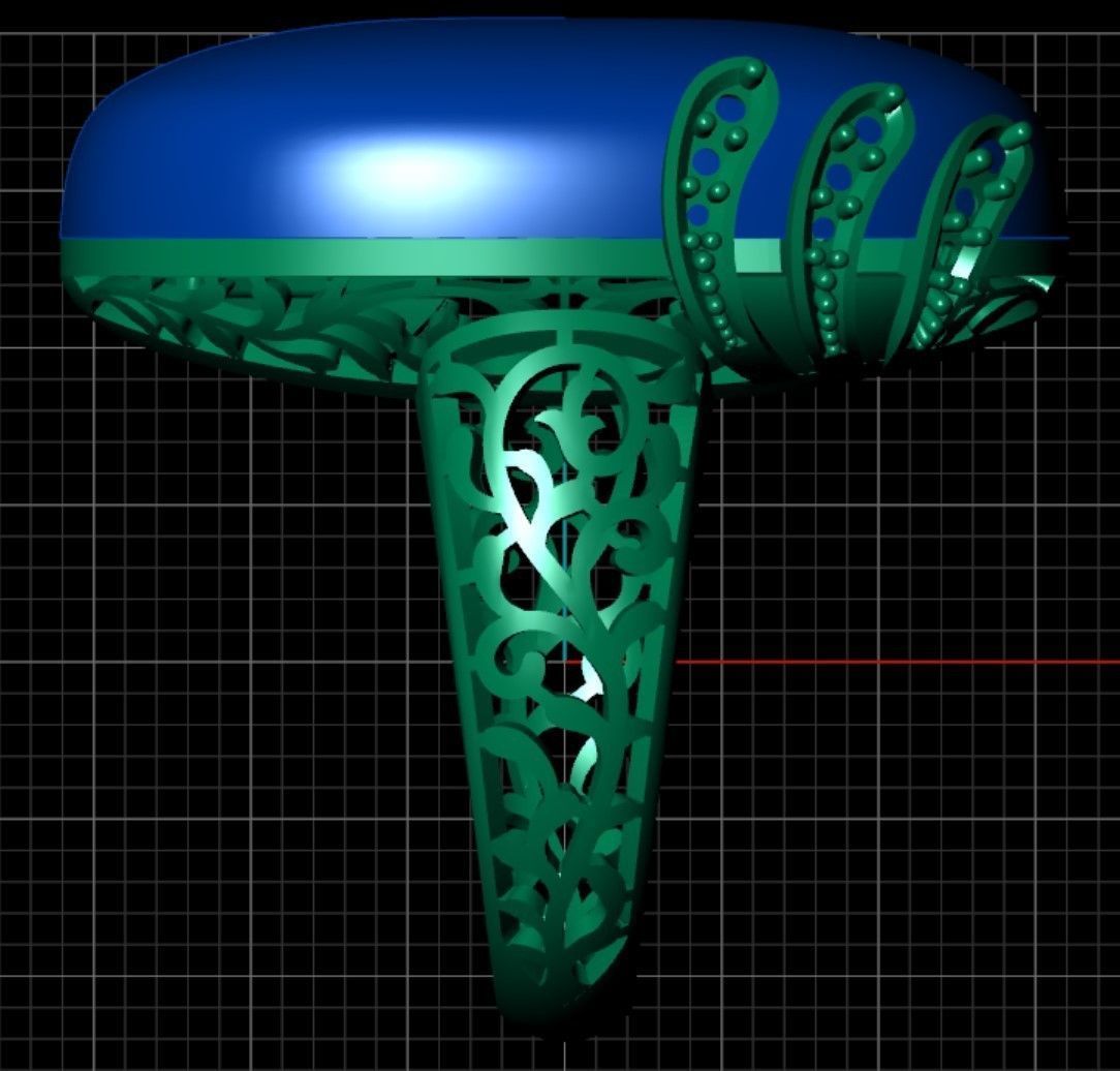 Oval Big Stone Red Ruby Diamond Ring 3D print model_6